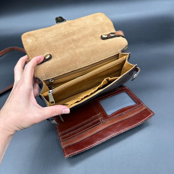 Patricia Nash Floral Leather Crossbody Shoulder Bag Purse Removable Strap Clutch - Picture 6 of 12